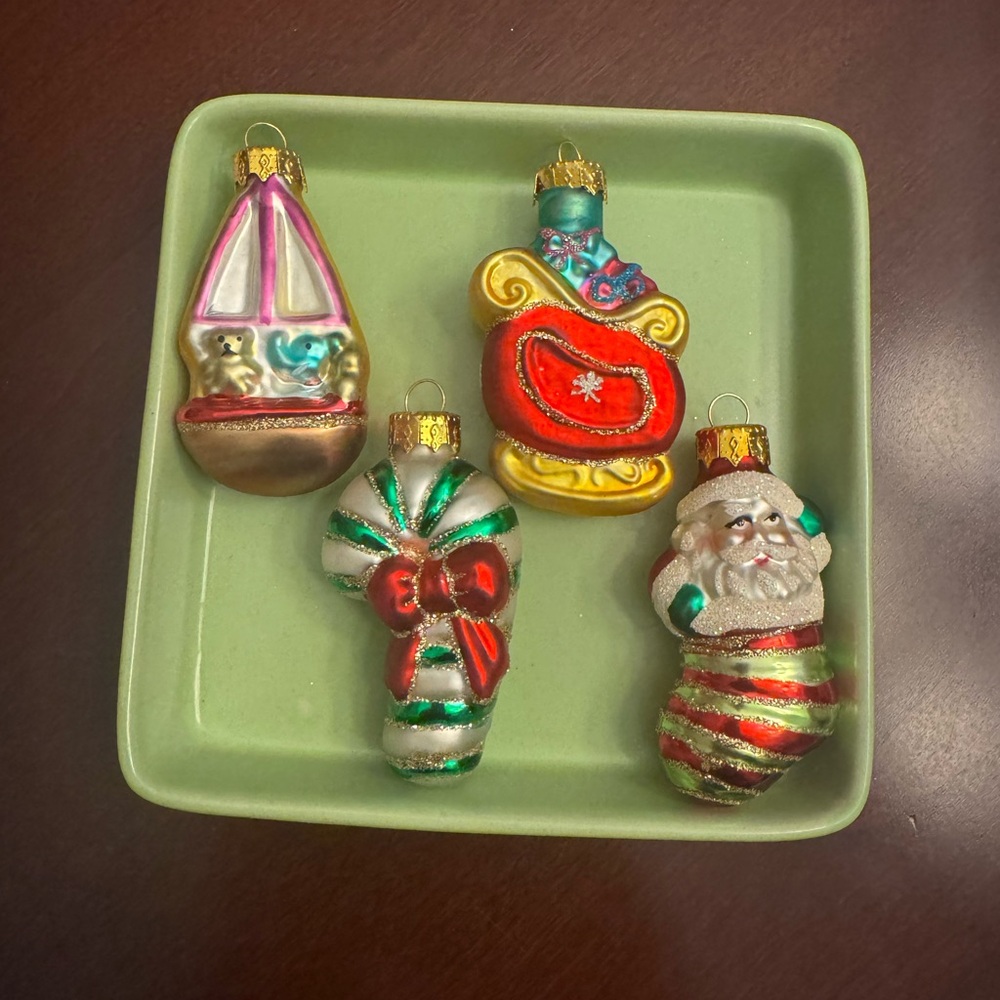 4 Handcrafted glass ornaments
